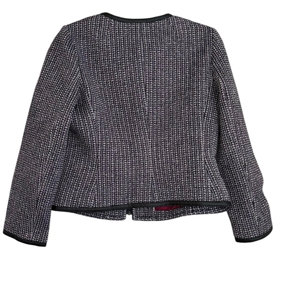 Banana Republic Black Tweed Faux Leather Trim Jacket Women’s 12 Old Money Preppy - Picture 2 of 14